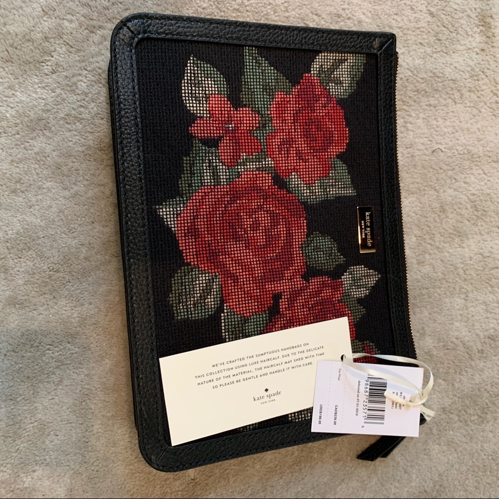 NWT Kate Spade Embroidered/Leopard Clutch
